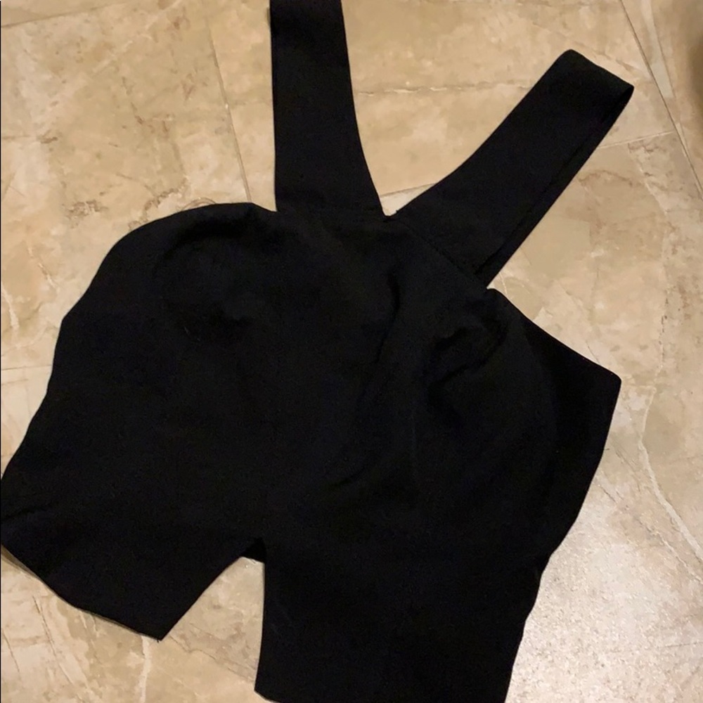 Black chiffon blouse/crop top with cut out